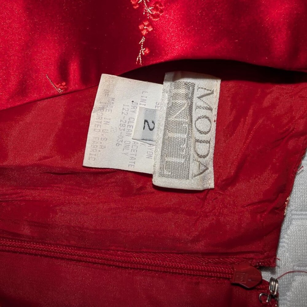 Red Satin Dress with Chinese motif